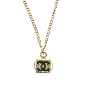 Like new Chanel Coco Mark Cube CC logo ABE819 necklace with rhinestones, GP c...